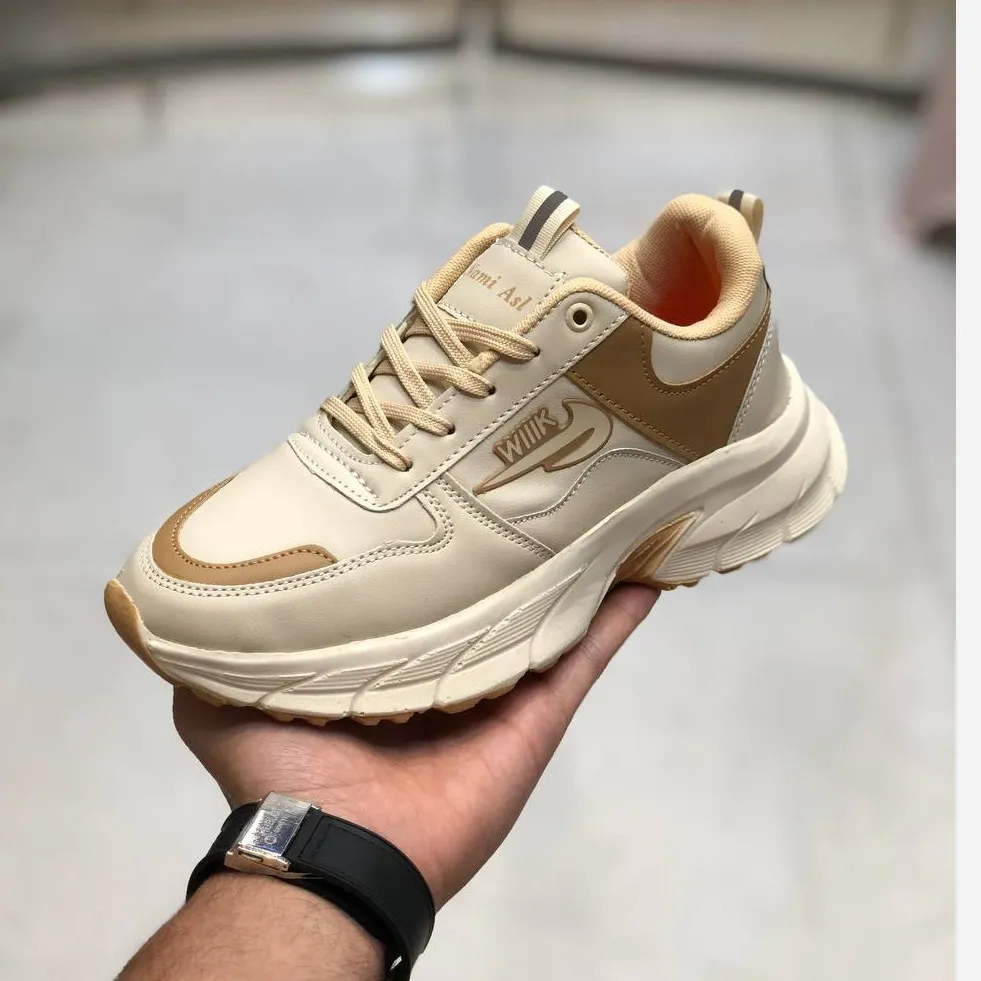 کفش لژدار زنانه مدل نامی اصل رنگ کرم کتانی اسپرت راحت و سبک