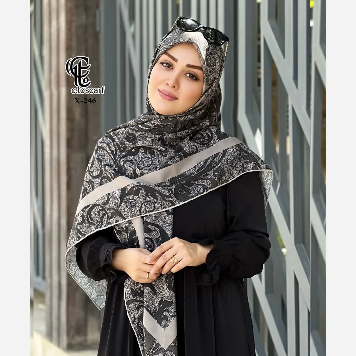 روسری نخ کاستوم طرح گیسو قواره بزرگ 140 سانتیمتر