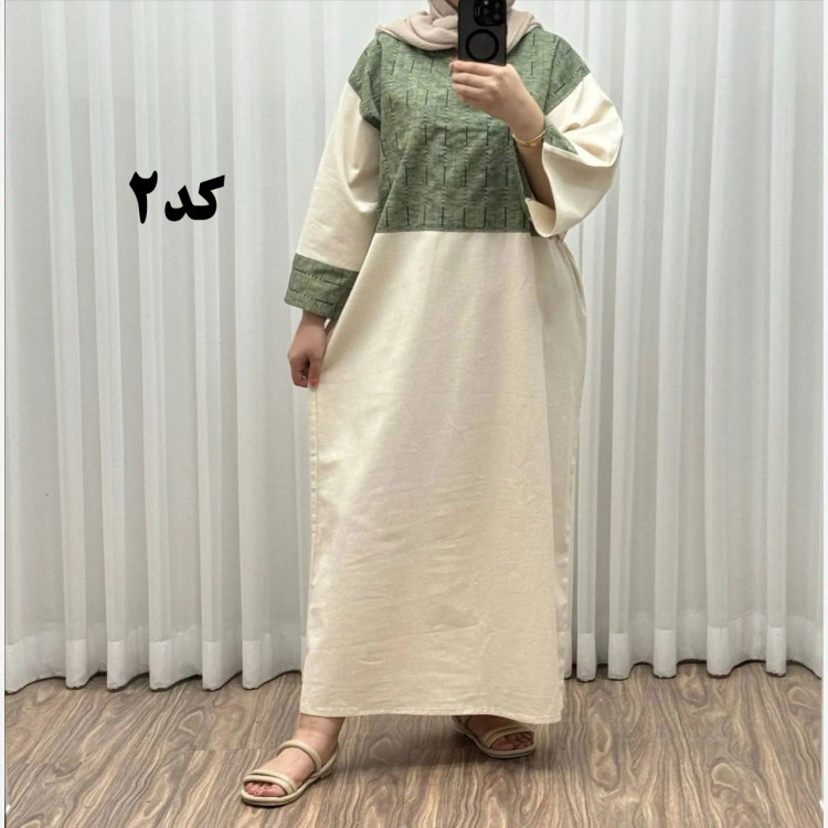 پیراهن کفتان لینن پاییزه فری سایز زنانه تا سایز 50 شیک و راحت کمربند دار بدون سایه اندازی