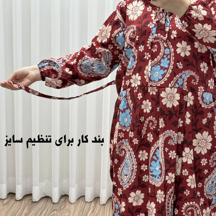 پیراهن فلور بوگاتی فری سایز تا 48 زنانه تنخور شیک و راحت چهارفصل بدون بدن نما