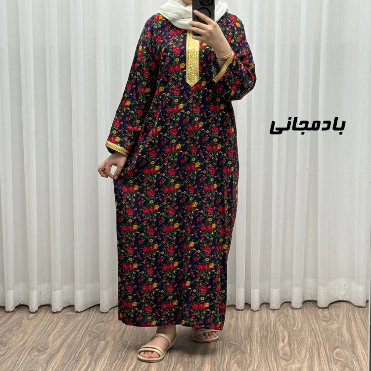 پیراهن ساحلی زنانه ترکمنستان طلاکوب گل ریز فری سایز تا 54 جنس نخی چهارفصل شیک