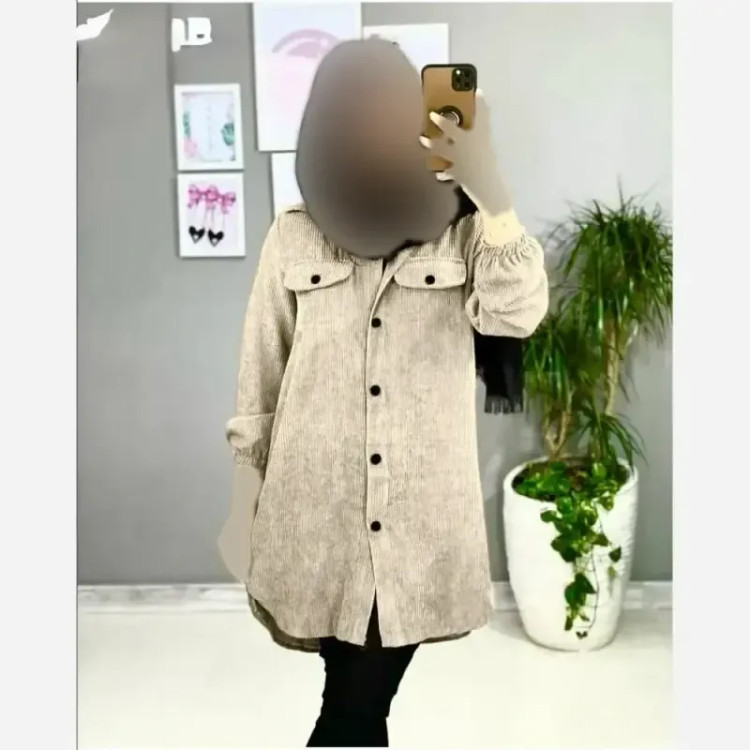 مانتو مخمل کبریتی پاییزه سامیه فری سایز دکمه دار