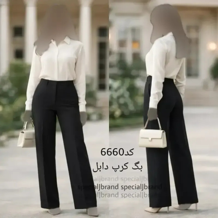 شلوار بگ زنانه جنس کرپ دابل قد 110 جیبدار