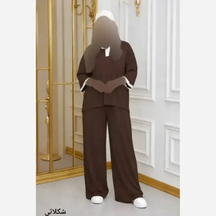 ست پلوشرت و شلوار مازراتی زنانه فری سایز تا 48 رنگ بندی متنوع جیب دار