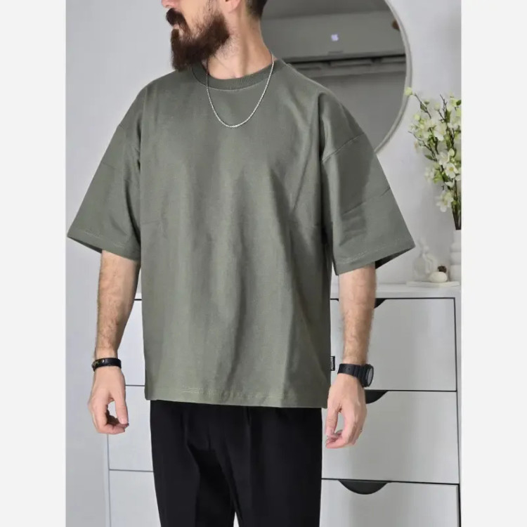 تیشرت باکسی بیسیک پگادور پارچه دورس دو نخ سایز L XL XXL رنگ بندی مداد رنگی