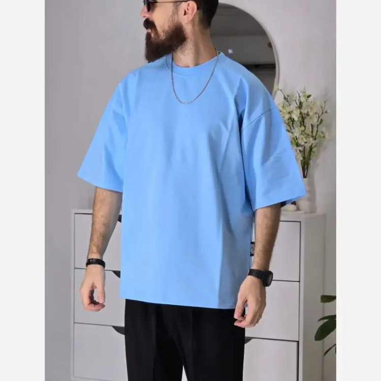 تیشرت باکسی بیسیک پگادور پارچه دورس دو نخ سایز L XL XXL رنگ بندی مداد رنگی