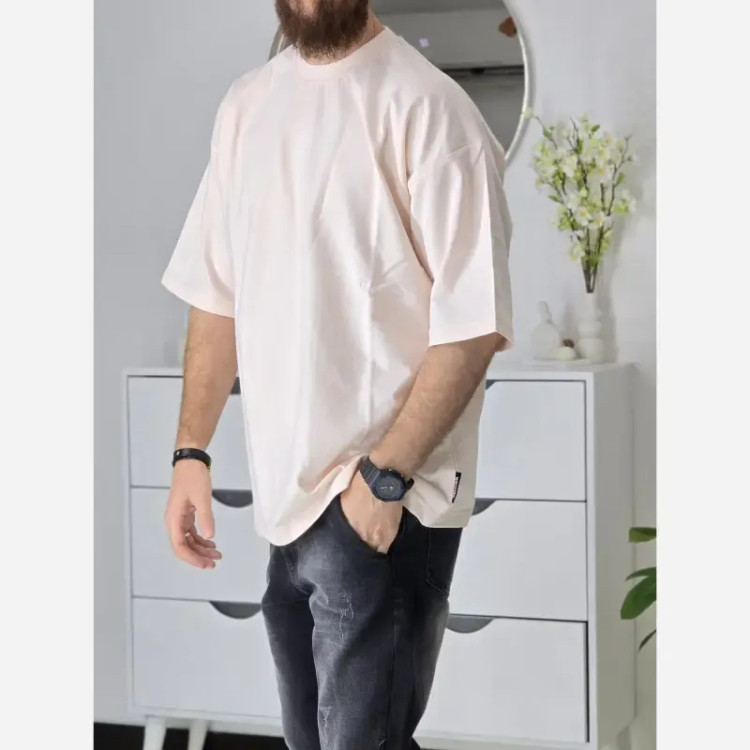 تیشرت باکسی بیسیک پگادور پارچه دورس دو نخ سایز L XL XXL رنگ بندی مداد رنگی